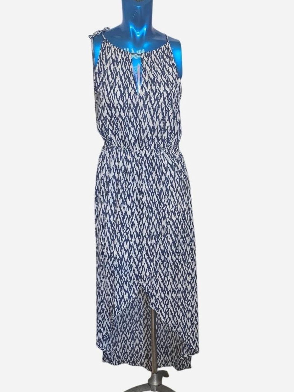 Charming Charlie Navy and White Sleeveless Printed Maxi Dress